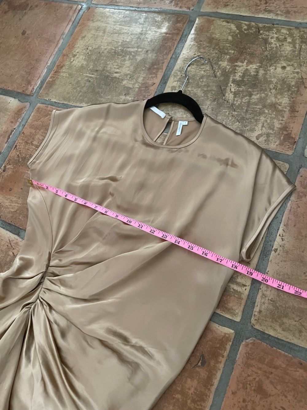 Price Drop 🔷 Helmut Lang Small Gold Bronze Satin Twist-Front Blouse - Picture 3 of 8
